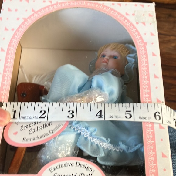 NWOT EMERALD DOLL COLLECTION APROX 8 INCH BLOND DOLL ON ROCKING HORSE - Picture 7 of 8